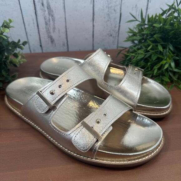 Cole Haan Women's Marisol Footbed Sandals Soft Gold Leather Size 9 - Picture 2 of 9